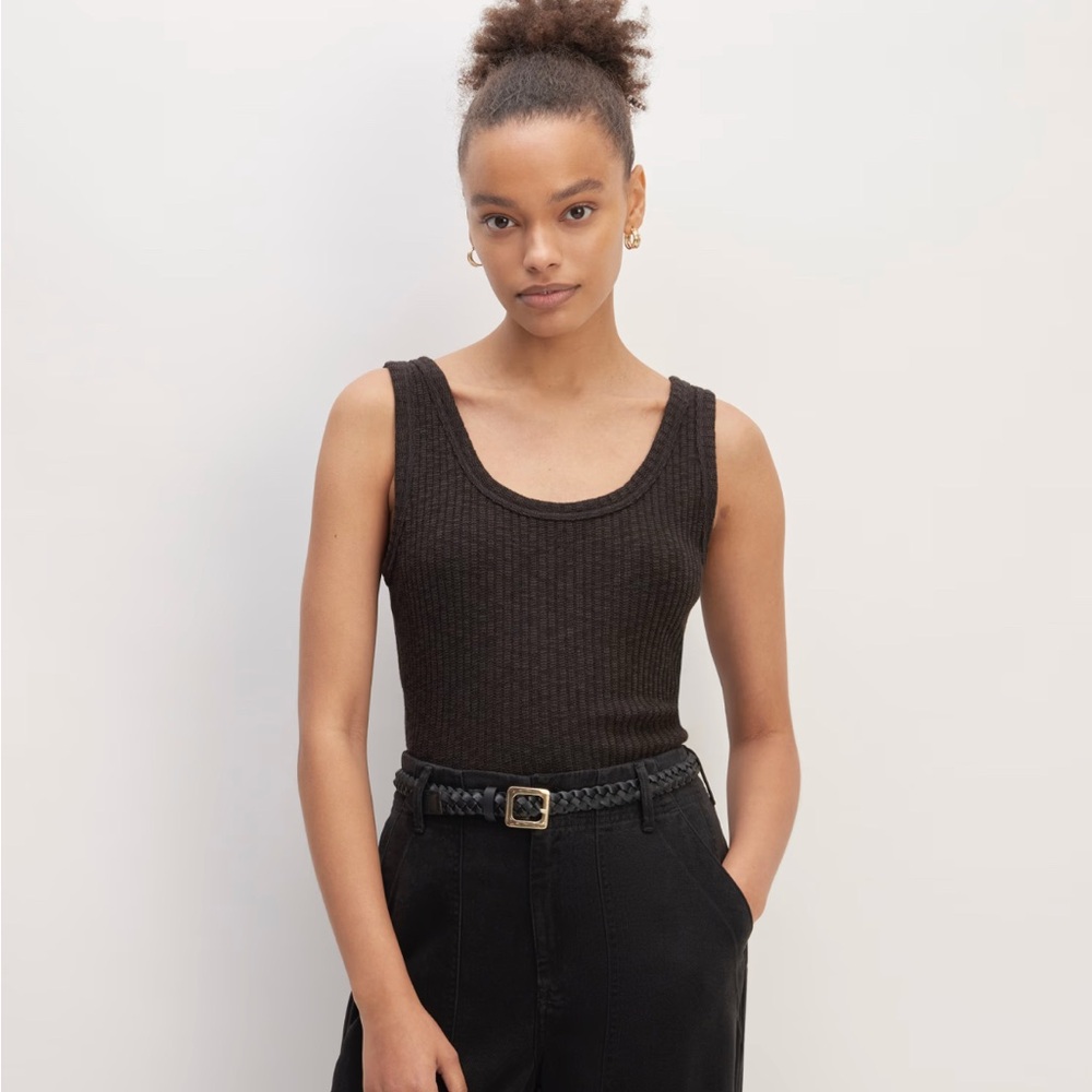 Everlane Black Cozy Rib Fitted Tank Top